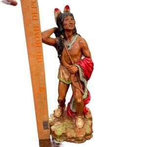 Native American Warrior Statue Vtg 1976 Universal Statuary Homco Indian Figure
